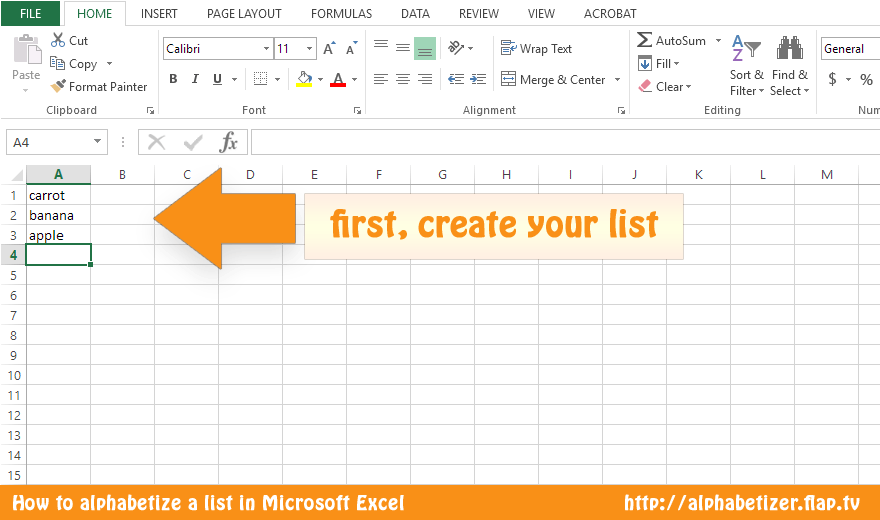 Alphabetize in Excel - Create Your List
